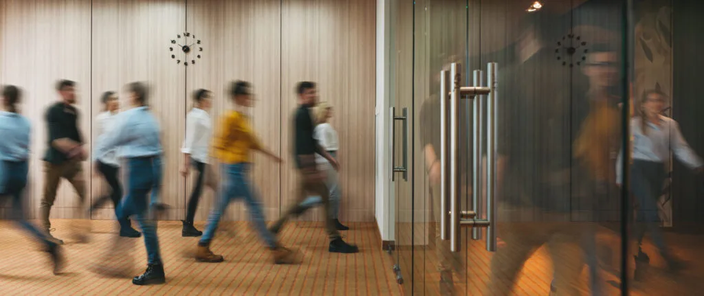 Group of office people walking