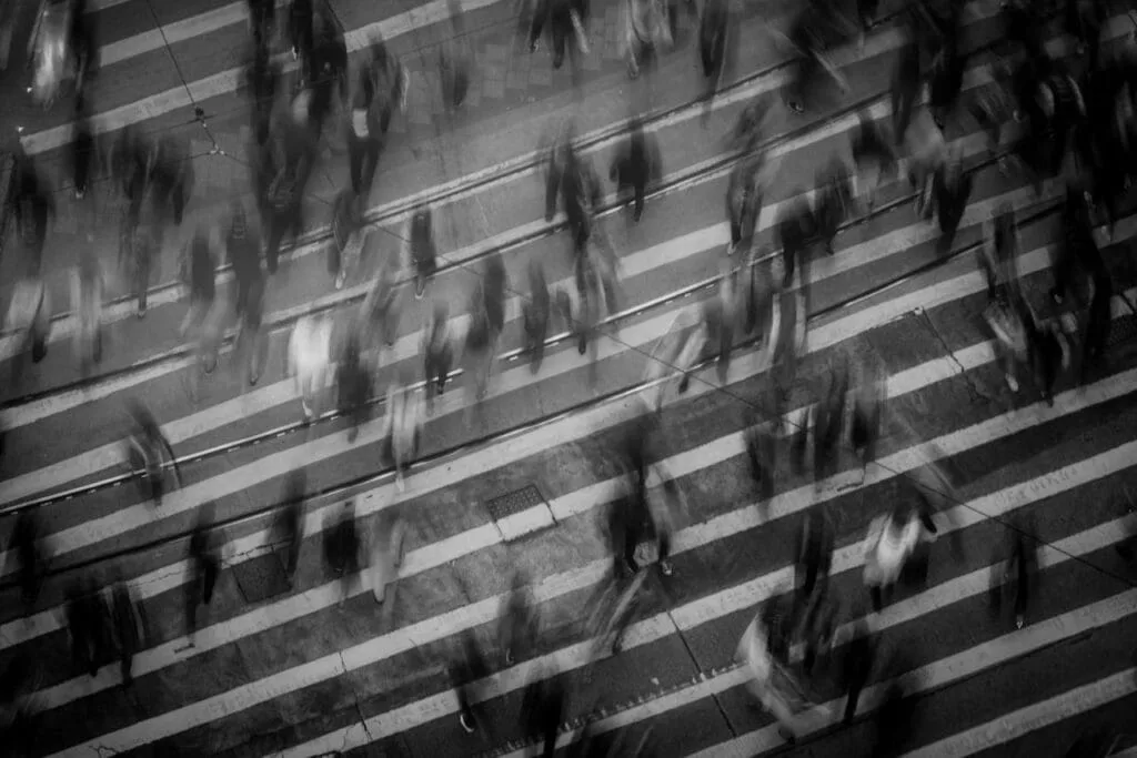 People walking in street