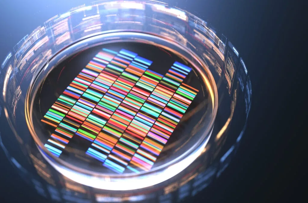 Petri dishes with samples for DNA sequencing